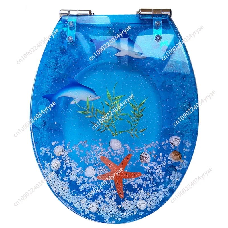 

Beautiful Resin Toilet Seat Cover Stainless Steel Slow Down Toilet Cover Thickened U/V/O Universal