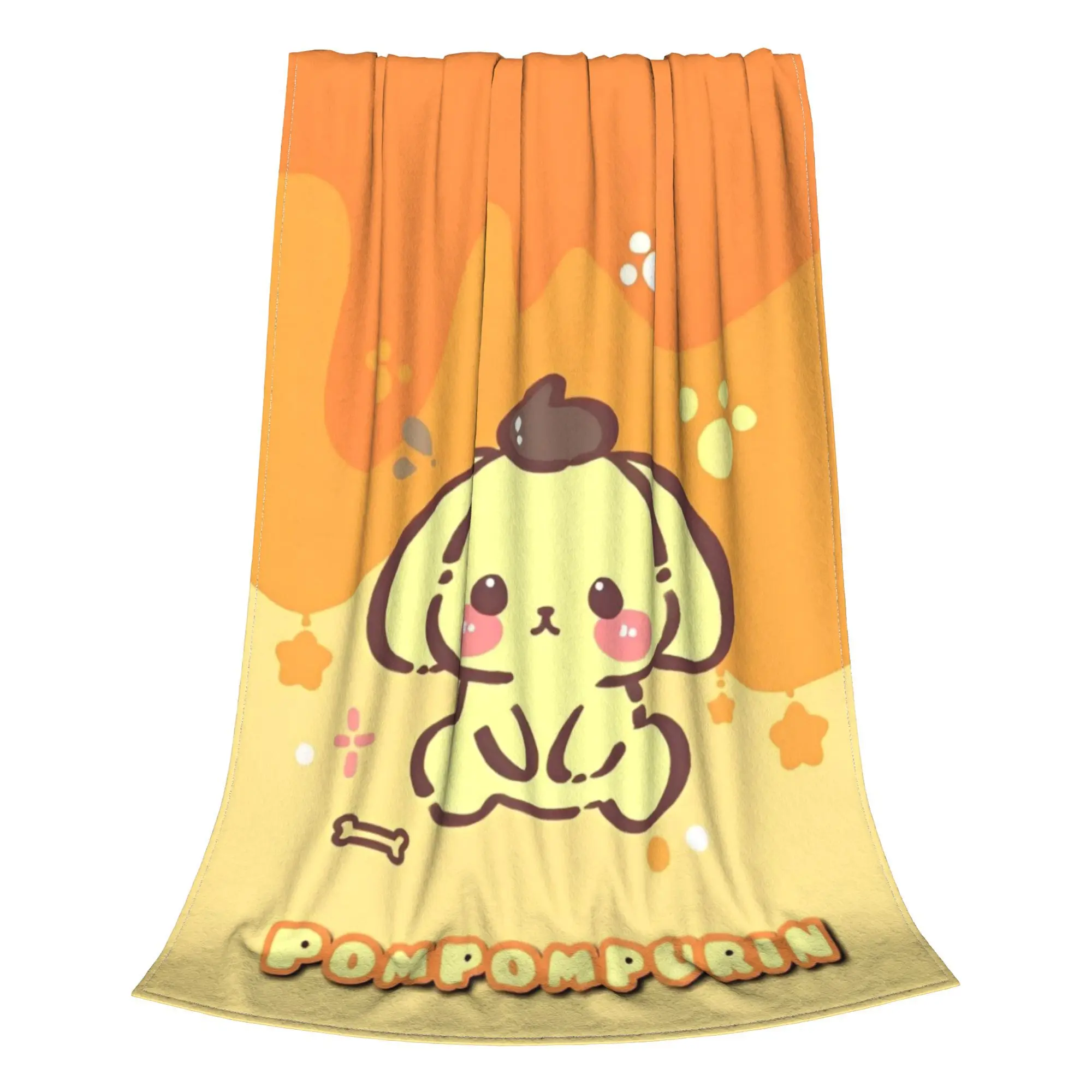 Kawaii Cute Pompompurin    Blanket Sanrio Cartoon  Wool Awesome Soft Throw Blankets for Home Spring Autumn