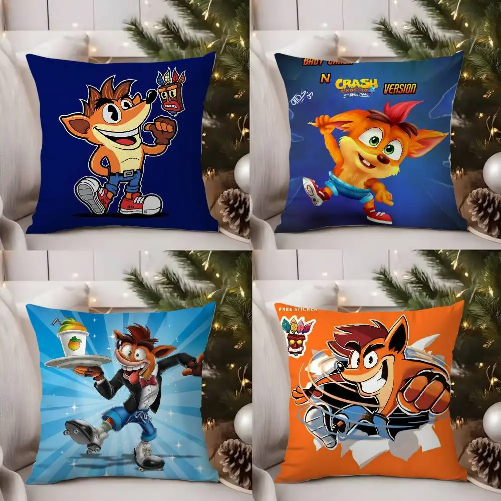 

C-Crash B-Bandicoot Pillow Case Sofa Living Room Bedroom Double-sided Printing Square Cushion Nap Time Cushion Cover