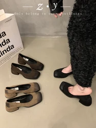 Casualowe buty damskie obuwie damskie z kwadratowym noskiem jesienne chodaki na platformie Retro nowy letnia sukienka jesienne okrągłe pnącza zimowe z okrągłym noskiem