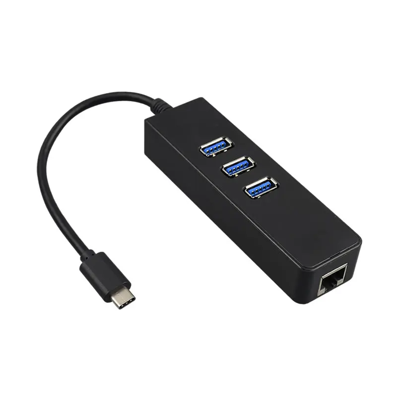 4in1 Type C USB 3.0 RJ45 Ethernet Adapter 100Mbps Type C Hub 3.0 Lan USBC  Free Drive With 3 USB3.0 Hub