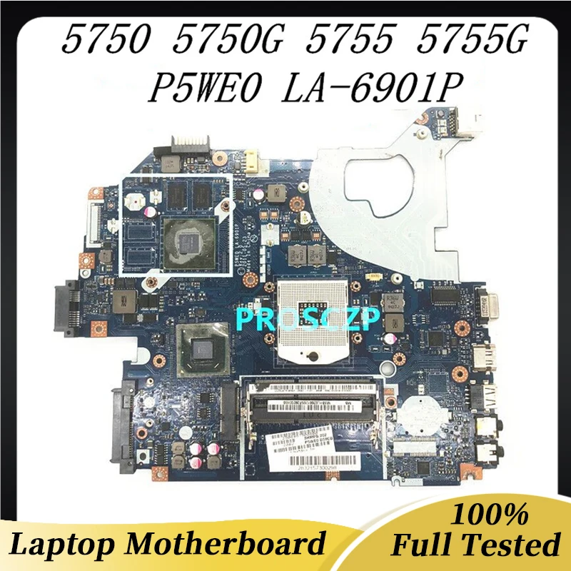 

P5WE0 LA-6901P Mainboard For ACER Aspire 5750 5750G 5755 5755G Laptop Motherboard PGA989 HM65 GT520M DDR3 100% Fully Tested Good