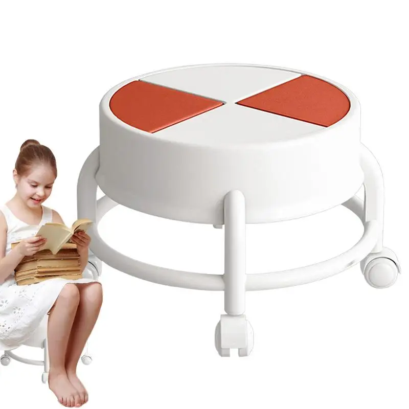 Universal Wheel Small Stool 360 Rotating Children Pulley Low Stool Low Roller Seat Low Height Rolling Chair With Wheels For Room