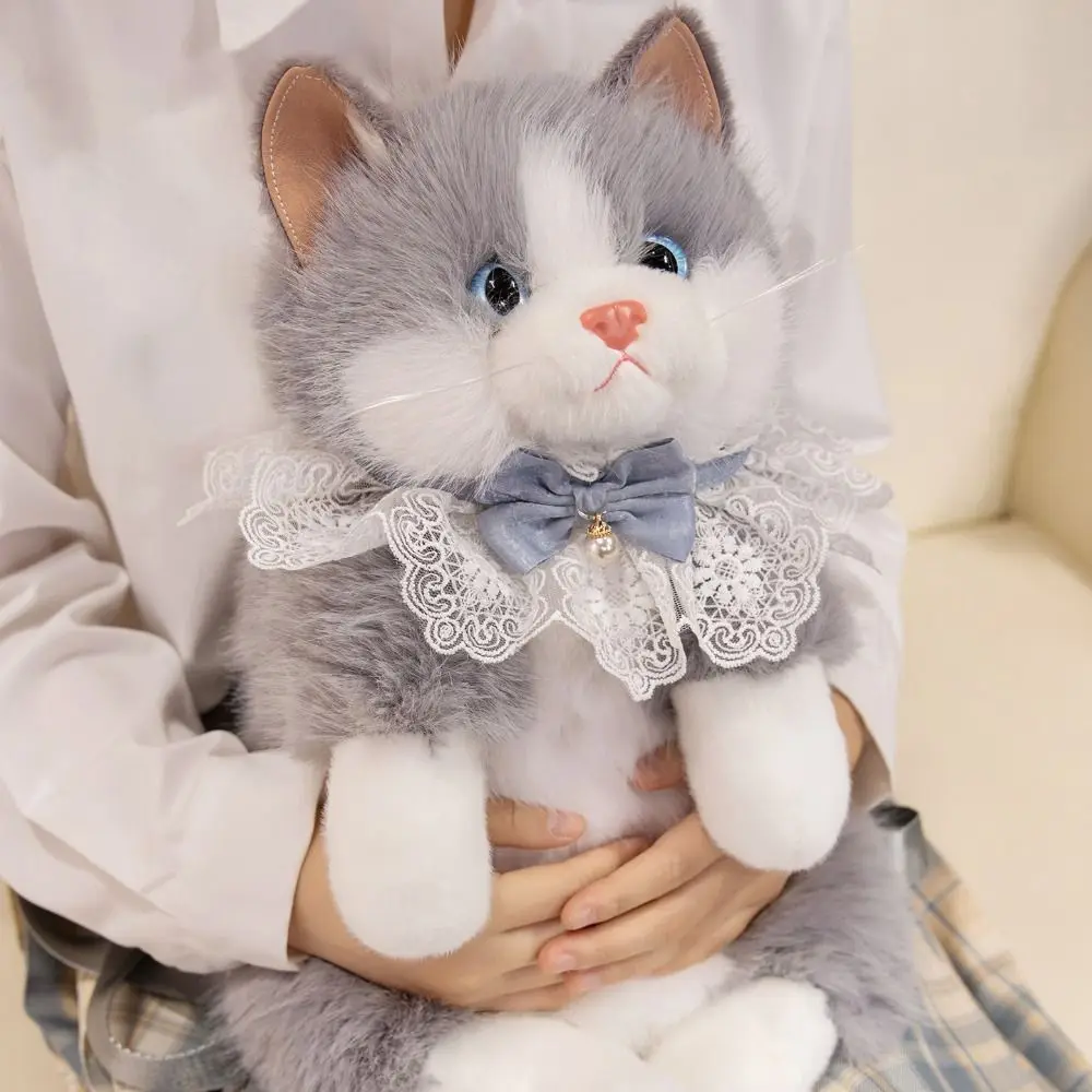 Zaino per gatti con burattini simulati super realistici Animali di peluche Borse da scuola per gatti in peluche carini Custodia da viaggio per cartoni animati