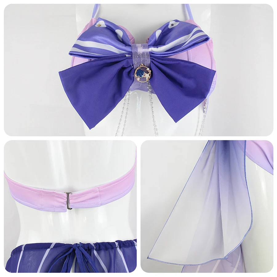 Traje de baño de Anime Genshin Impact Kokomi, traje de baño para Cosplay, Sangonomiya Kokomi, Bikini para playa