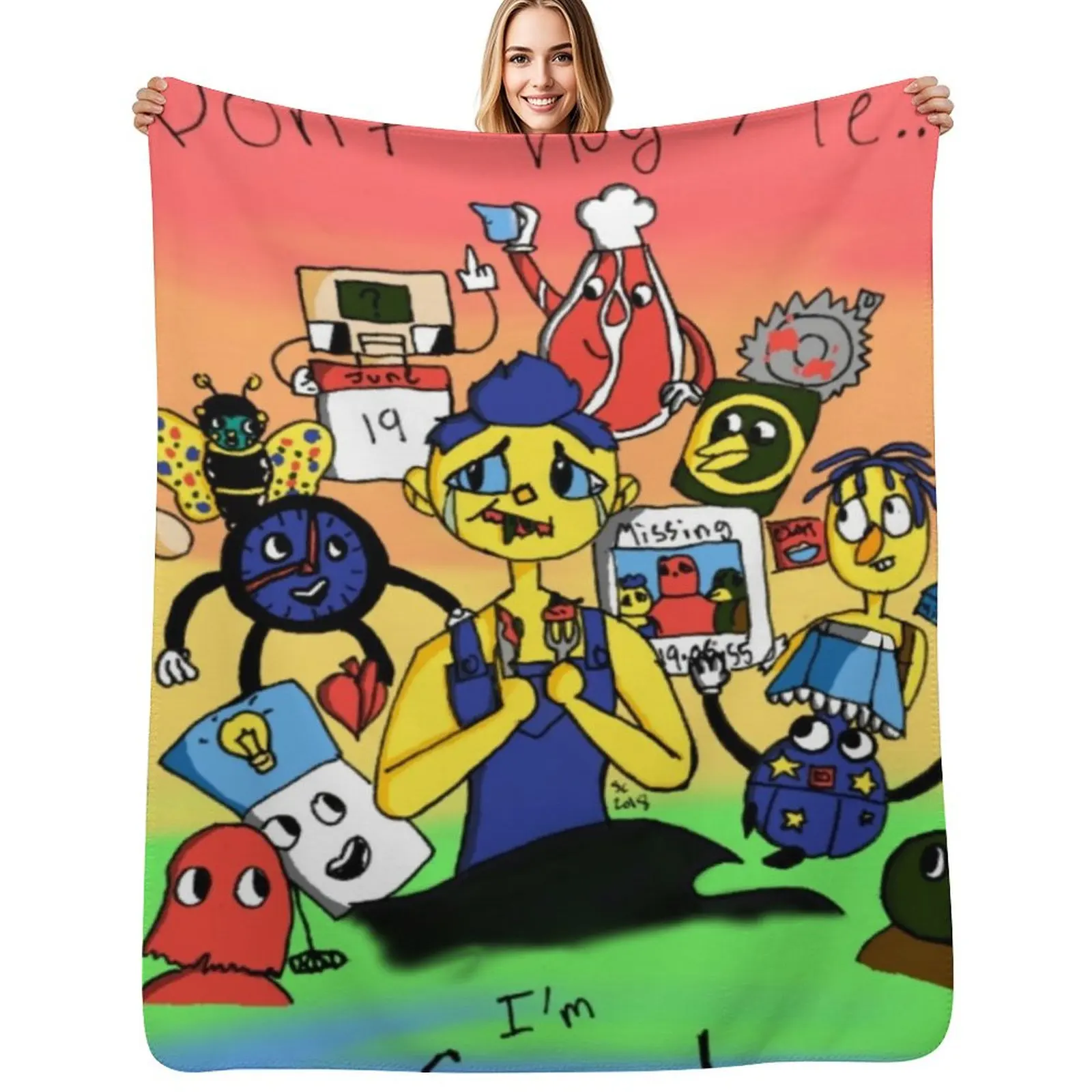 

Dont hug me. I'm scared Throw Blanket Luxury Designer Soft Big Bed Fashionable Single Blankets