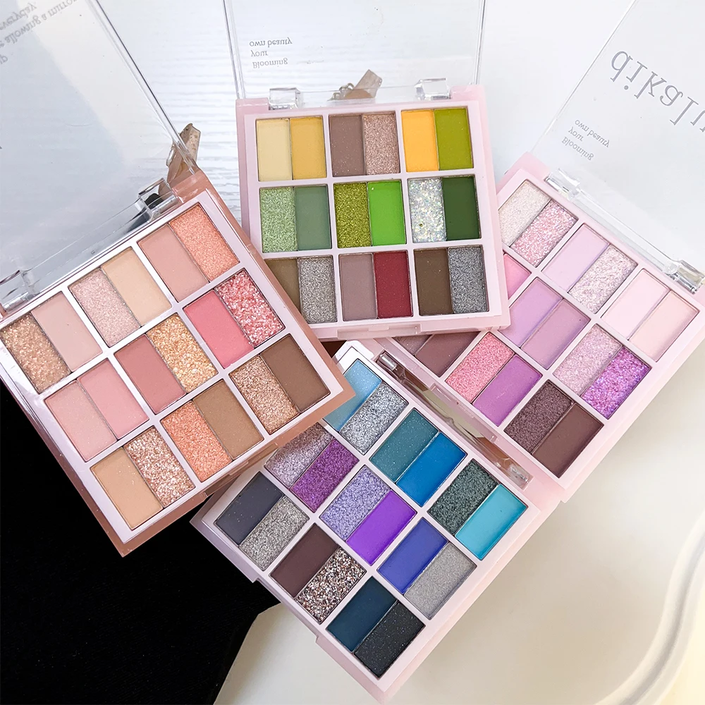 พาเลทอายแชโดว์18สีเฉดสีอเนกประสงค์ติดทนนานแบบด้านระยิบระยับอายแชโดว์เซ็กซี่แวววาวแวววาวแต่งตาที่น่าทึ่ง