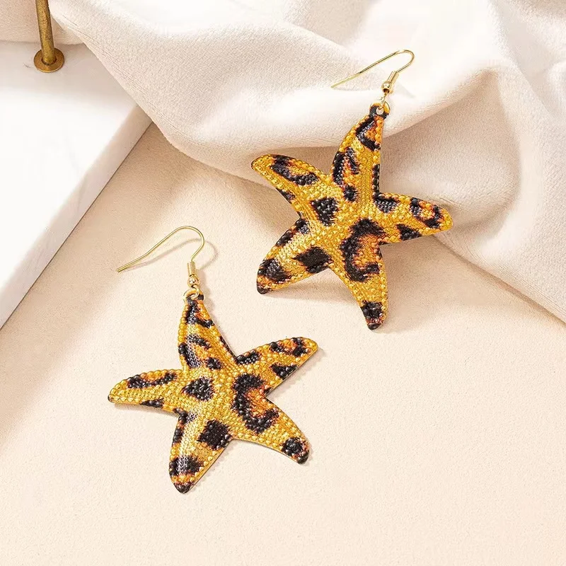 Starfish Drop Earrings For Women Girls Geometric Star Shape Ear Accessories Holiday Party Gift Fashion Jewelry E407