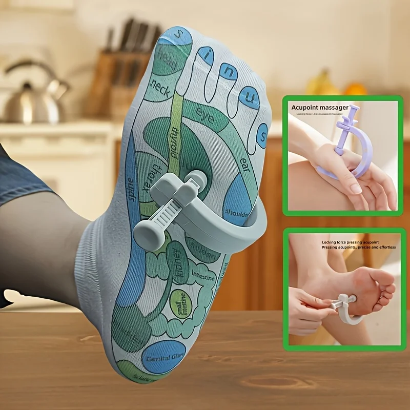 1Double Acupoint Pattern Socks+1tools，Suitable for yoga、Exquisite holiday gifts、Daily Wear、Theme park decoration, etc。Random col