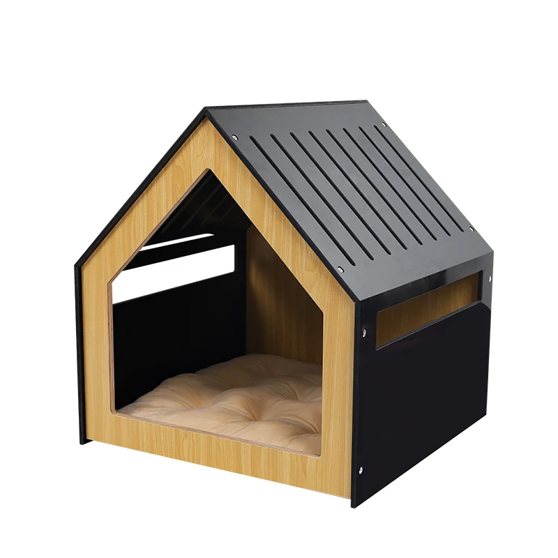 Manufacturer Design Wooden Pet Cave House Indoor Cat Dog House Pet Cotton Pad Bed Cheap Safe Wood Dog Cat House