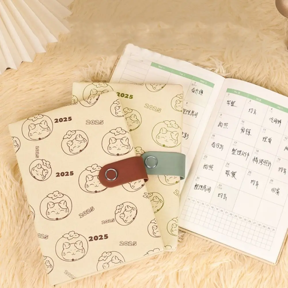 A5 Блокнот-планировщик на 2025 год, кошка, 128 страниц, журнал на 2025 год, портативный креативный блокнот на 365 дней, повышающая продуктивность