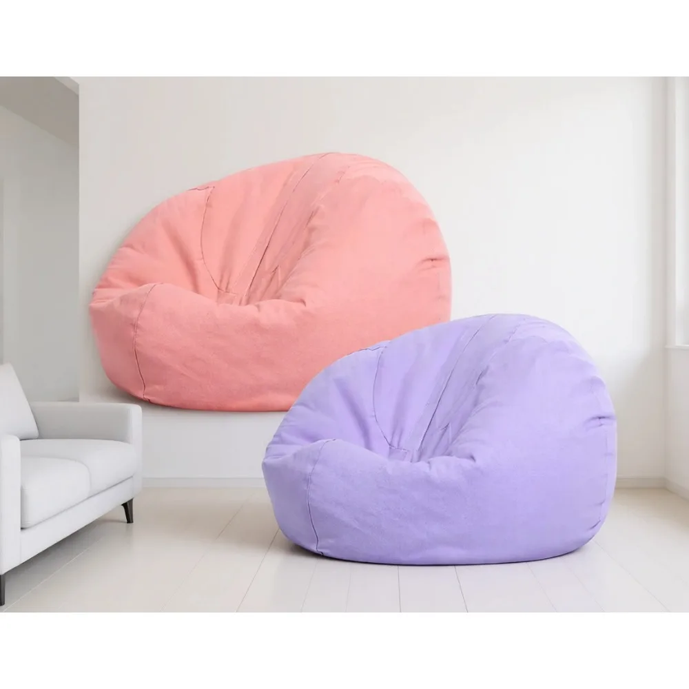 Soft Storage Beanbag Chair Cover for Kids and Adults Large Zipper Organizer for Plush Toys or Foam Pink Purple
