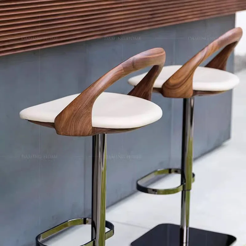 Tabouret de Comptoir de Bar en Cuir, Design Moderne, Table de Réception à Comcussion, Chaises en Métal Réglables, 73 Meubles