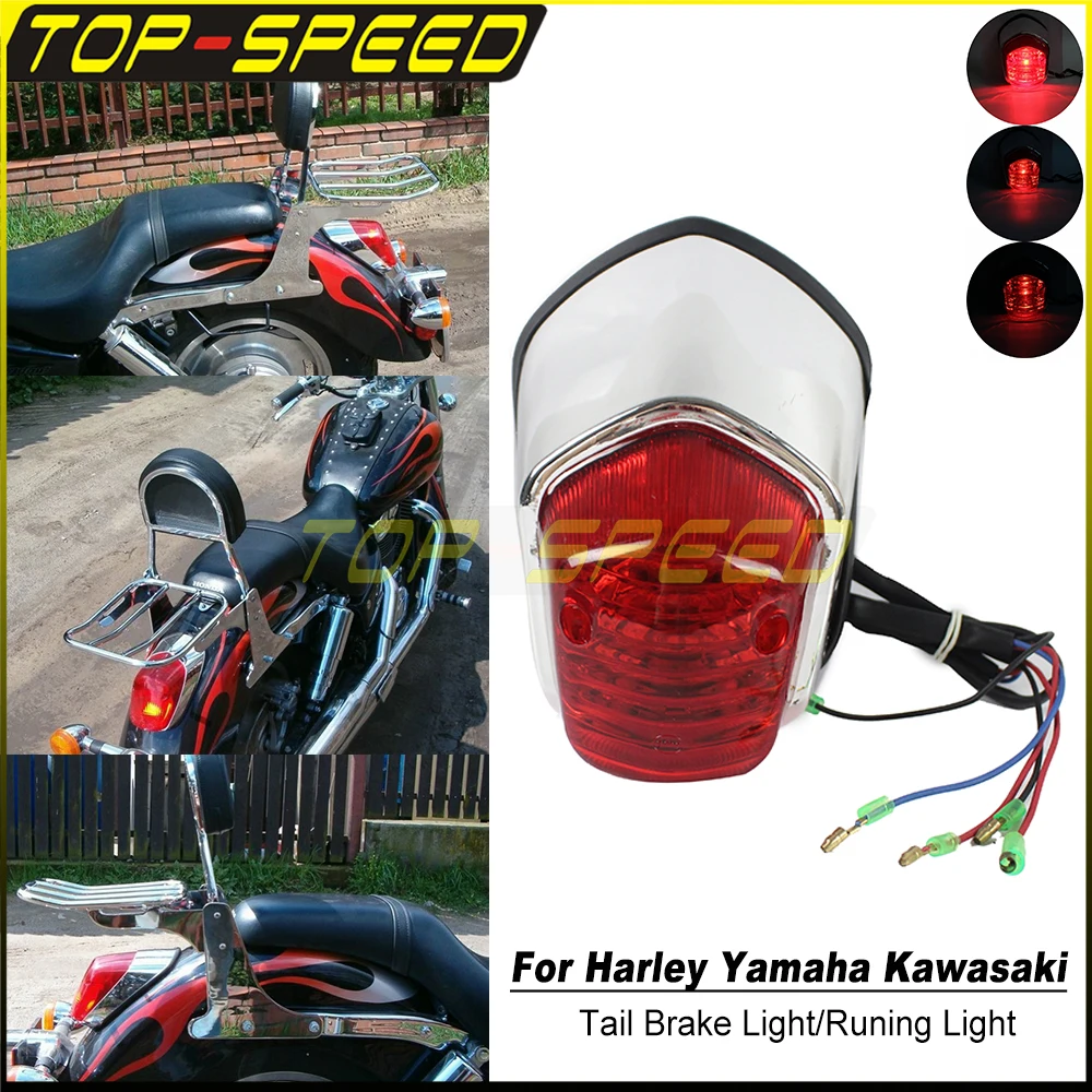 

Univearsal Motorcycle Tail Light Rear Stop Brake Lamp Red Taillight For Harley Yamaha Kawasaki Chppper Bobber Running Indicator