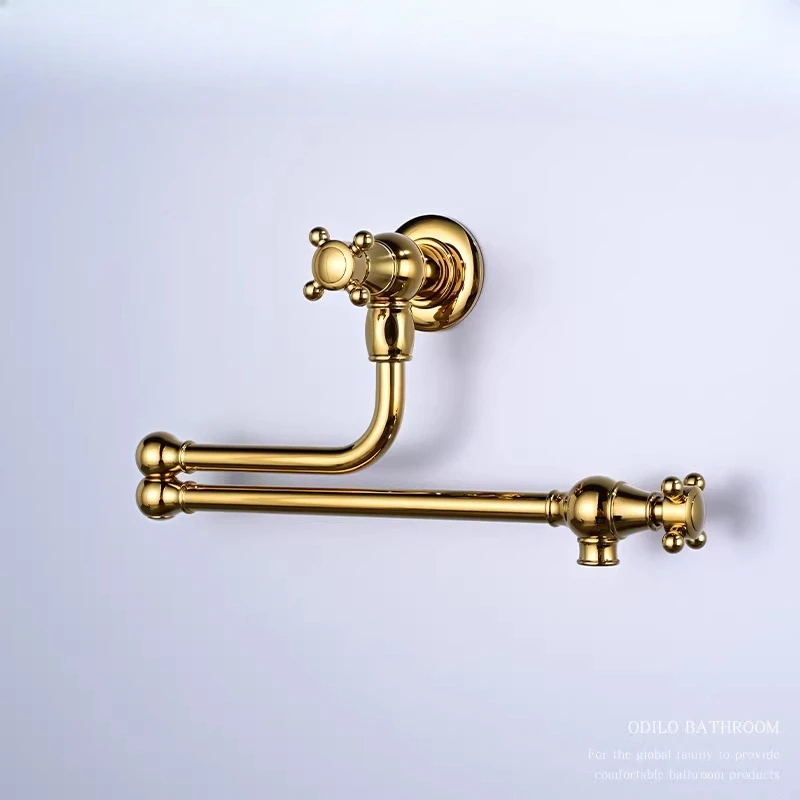 

New Kitchen Faucet Brushed Gold Pot Filler Tap Wall Mounted Single Cold Gray Tap Rotation Foldable Spout Sink Faucets