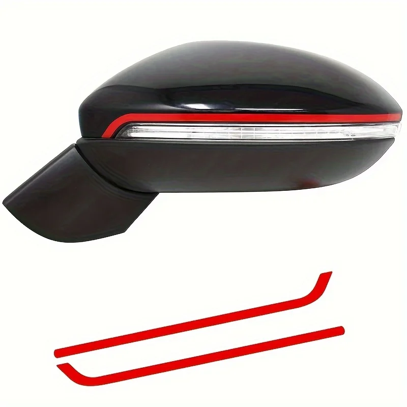 

2 шт./компл. красная полоса бокового зеркала автомобиля, декоративная наклейка, водонепроницаемые клейкие наклейки для внешнего украшения автомобиля