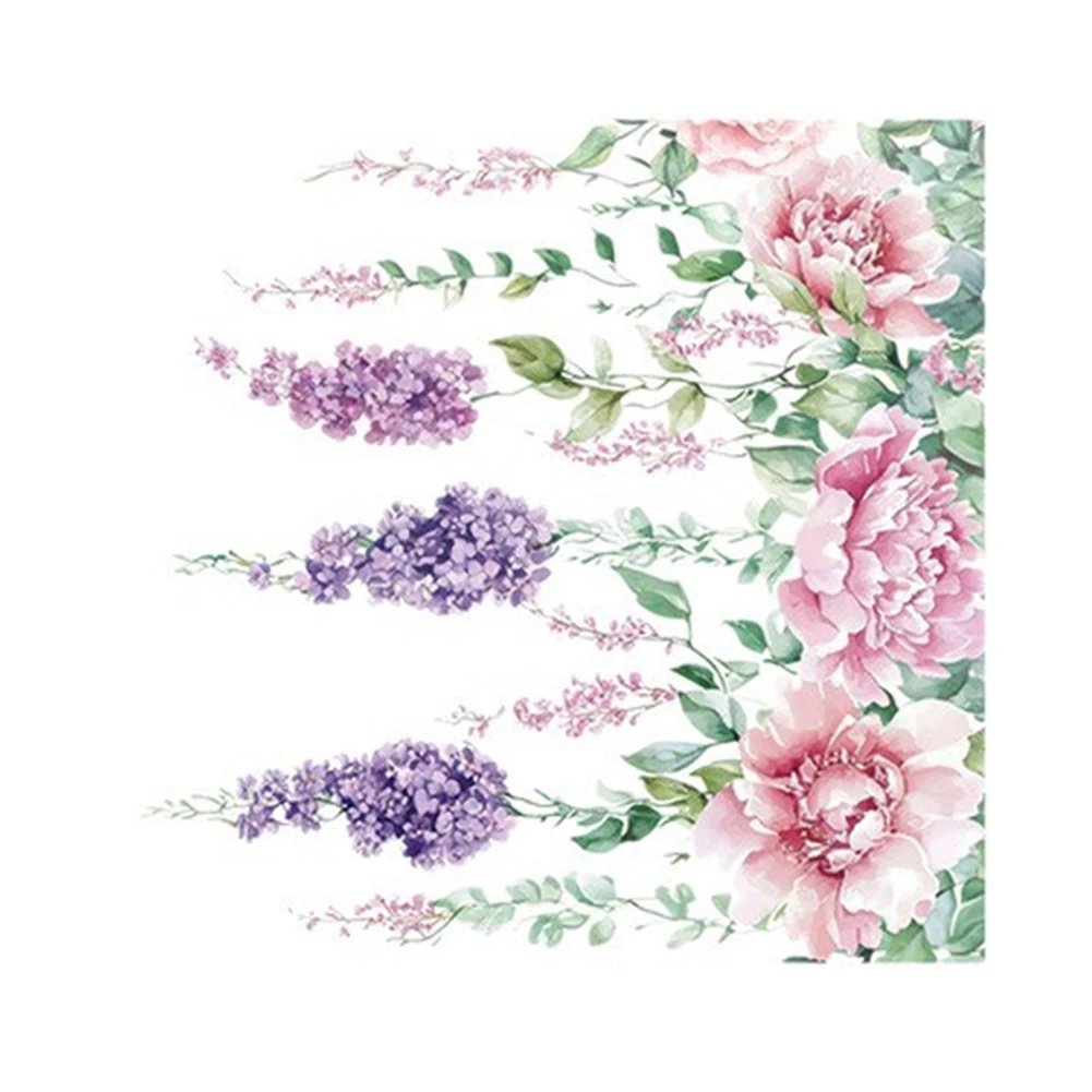 Lavender-Themed Self-Adhesive Wall Stickers for Bedroom Living Room Decor 30x30cm PVC Double-Sided Static Cling Decals