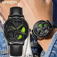 Fashion Men Watch Luxury 360 Rotating Car Wheel Dial Sports Quartz Watch Casual Leather Waterproof Wristwatch Relogio Masculino