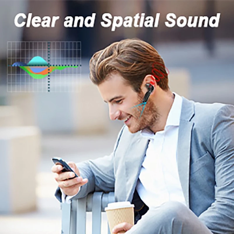 Fones de ouvido à prova d'água, fones de ouvido Bluetooth 5.1 ES05 Couro Esporte IPX7 Fones de ouvido com redução de ruído HD Microfone para jogos