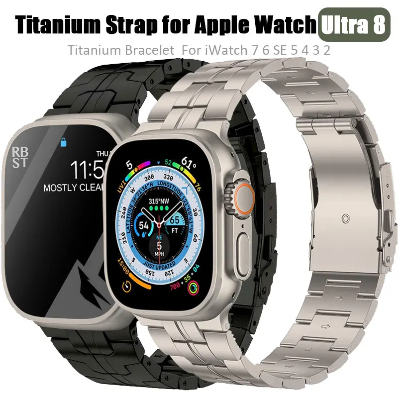 

Титановый ремешок подходит для Apple Watch Band Ultra 49 мм 45 мм 44 мм мужской деловой браслет Correa IWatch SE 8 7 6 5 4 3 41 мм 38 мм