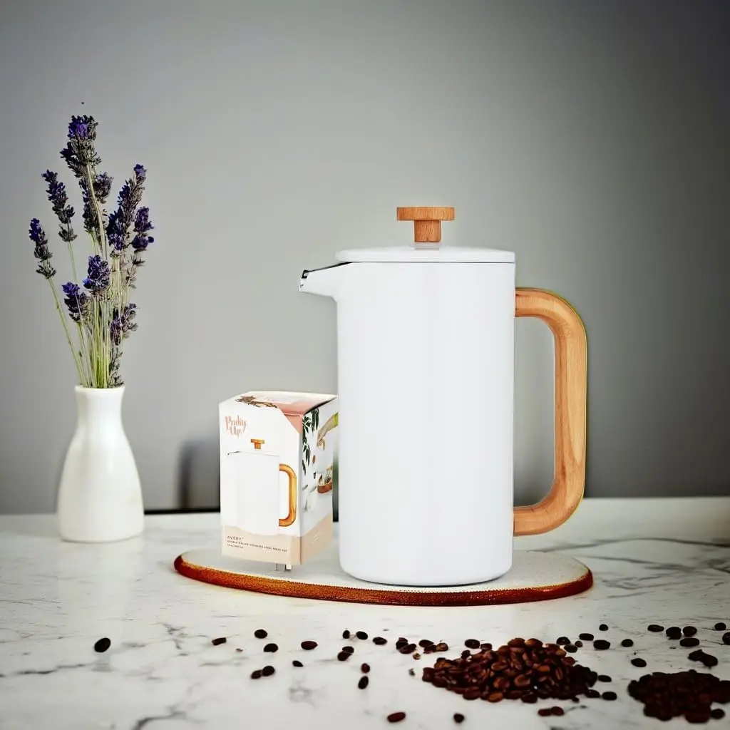 وعاء ضغط من الفولاذ المقاوم للصدأ بجدار مزدوج من مارثا، ماكينة صنع الشاي والقهوة، ملحقات الشاي ذات الأوراق السائبة، ماكينة تحضير الضغط الفرنسي، 34 أونصة، مجموعة