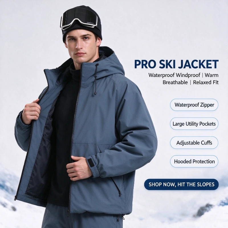 GSOU SNOW Men's Loose Snowboard Skiing Jacket Hooded Coat Windproof Waterproof Thermal Insulated Winter Outdoor Activities