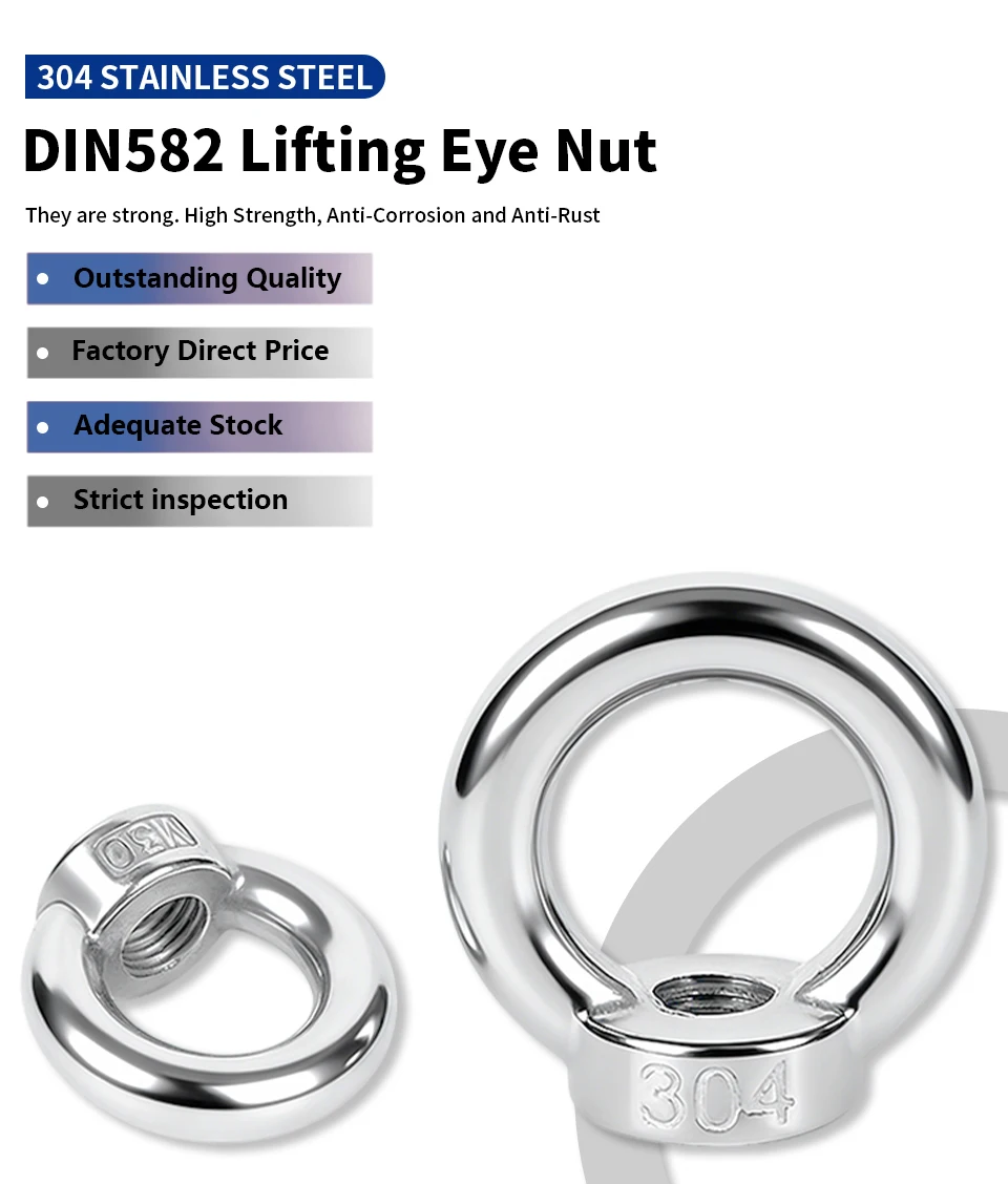 DIN582 Hebeösenmutter 304 Edelstahl Ringmuttern Marinequalität Hochleistungs-Hebeösenmutter M4 M5 M6 M8 M10 M12 M16 M20 – Detail 1