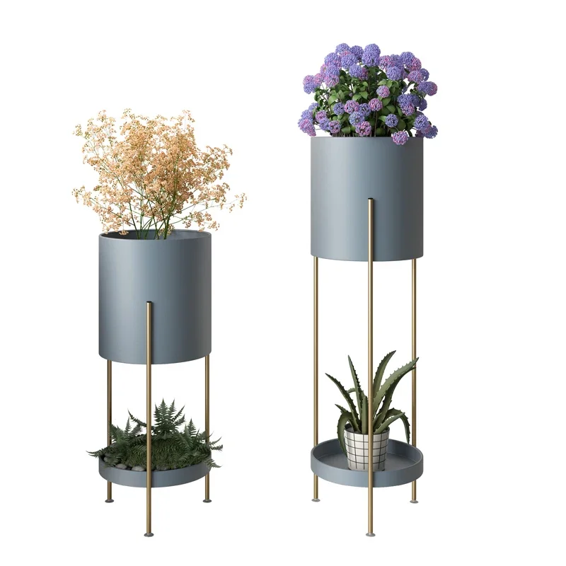 Rack de flores interno de luxo com luz multicamadas nórdica, prateleira durável para plantas de varanda, prateleira tipo chão para sala de estar,