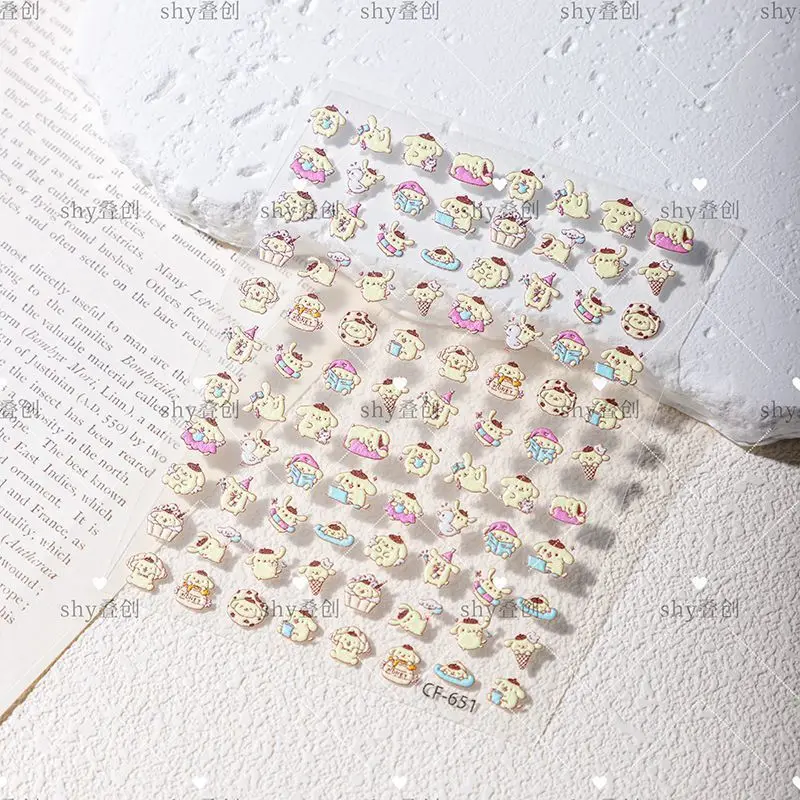 Sanrio Family Anime Nail Art Decorazione Rilievo Nail Art Sticker Carino Hello Kitty Kulomi Melody Pochacco Nail Art Decalcomanie