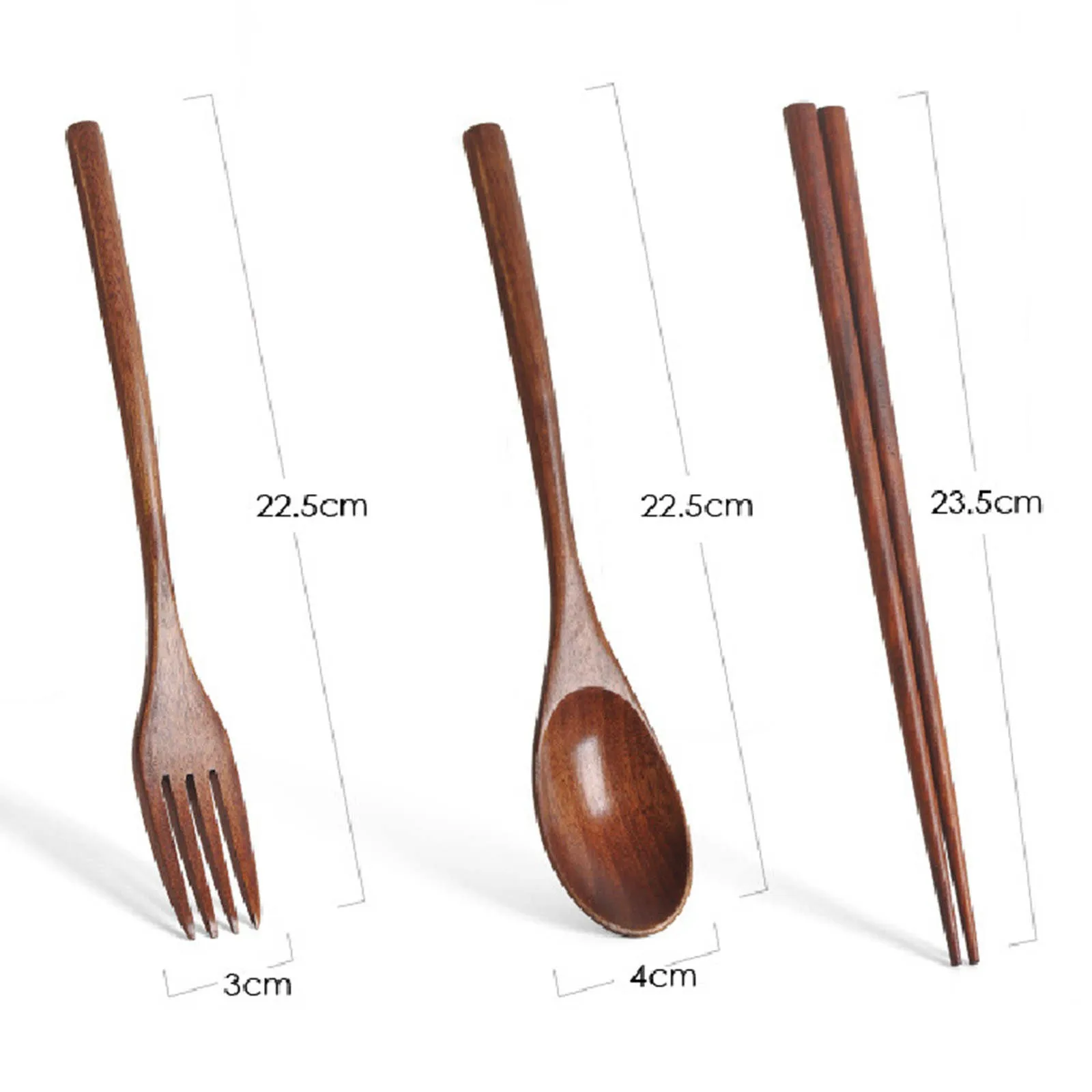 3PCS Dinnerware Sets Portable Wood Tableware Wooden Japanese Style Travel Utensils Wooden Cutlery Set With Spoon Fork Cloth Bag