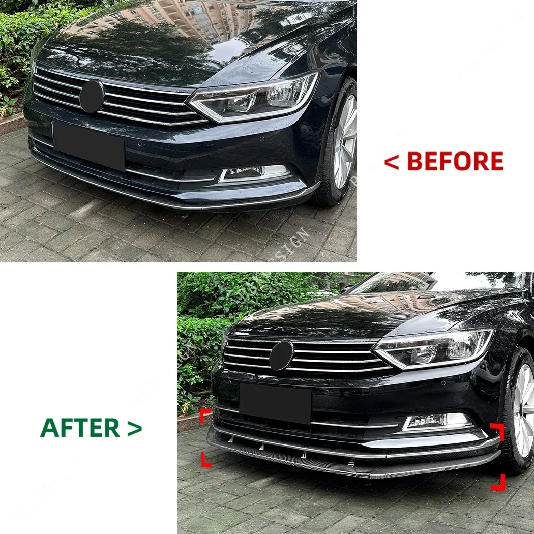 ABS For Volkswagen Passat B8 Front Bumper Lip Spoiler Splitter Diffuser 2016 2017 2018 2019 European Version Car BodyKits Tuning