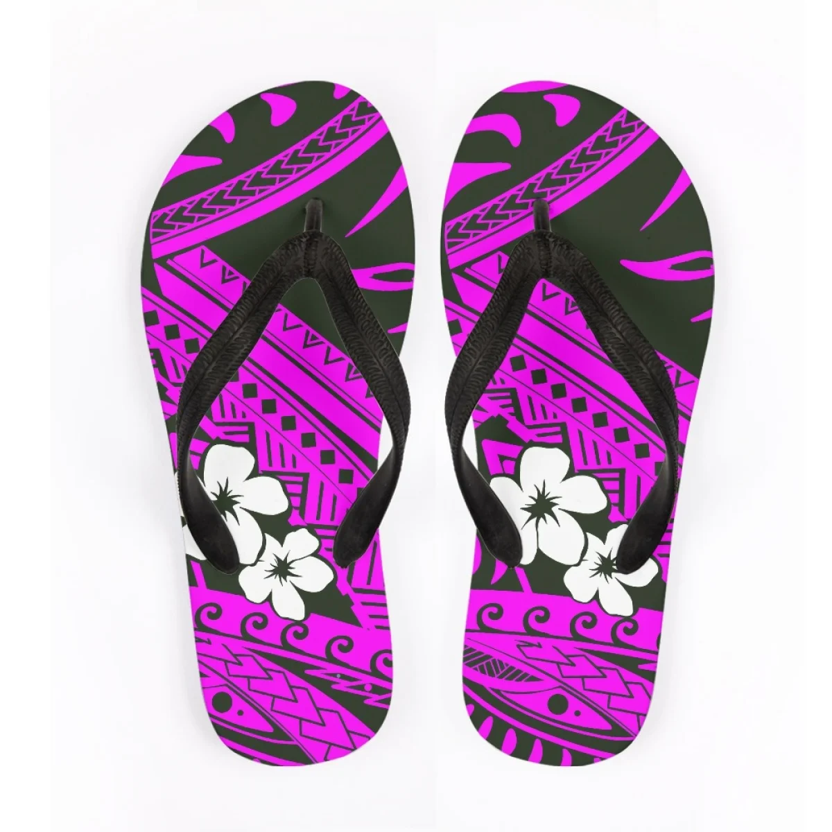 Polynesian Tattoo Plumeria Cartoon Pattern Flip Flops Ladies Fashion Simple Seaside Holiday Summer Slippers Dormitory Sandals