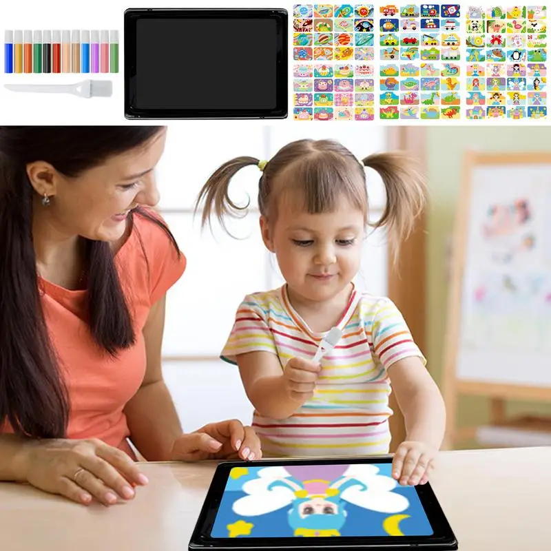 Sand malerei Set für Kinder bunte Sand malerei Bilder schälen und kleben Kit 12 Farben Sand 16 schälen und streuen Bilder