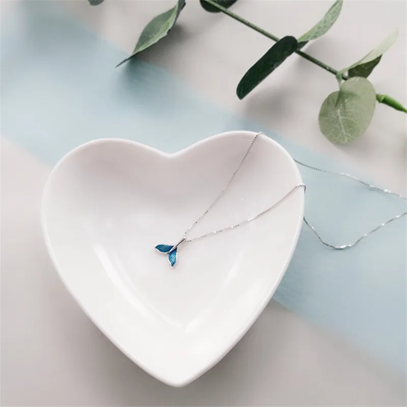 Handmade Original Creative 925 Sterling Silver Blue Geometric Choker Pendant Necklaces For Women Lady XN267