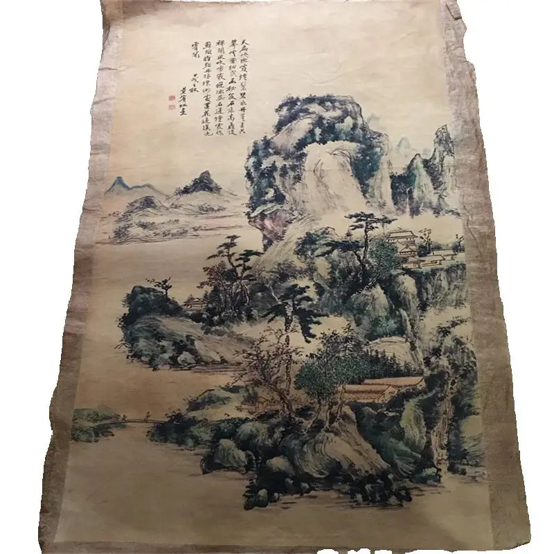 

Chinese Old Scroll The landscape paintings of painter Huang Binhong Painting Rice Paper Painting Slice