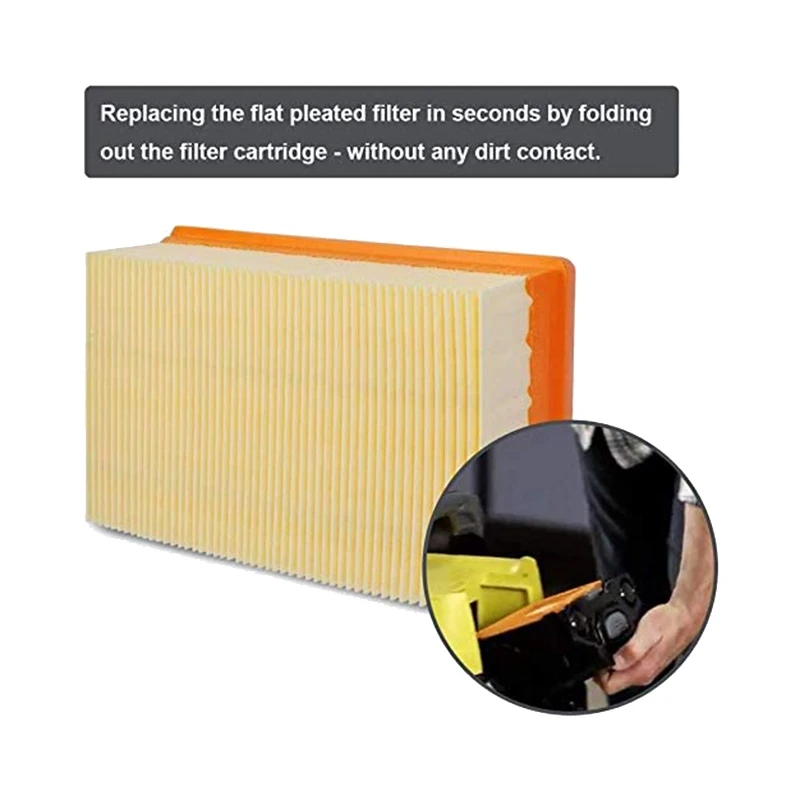 ABKB 12 Staubsaugerbeutel + 1 flacher Faltenfilter für Karcher WD4, WD5 und WD6 Nass- und Trocken-Mehrzwecksauger