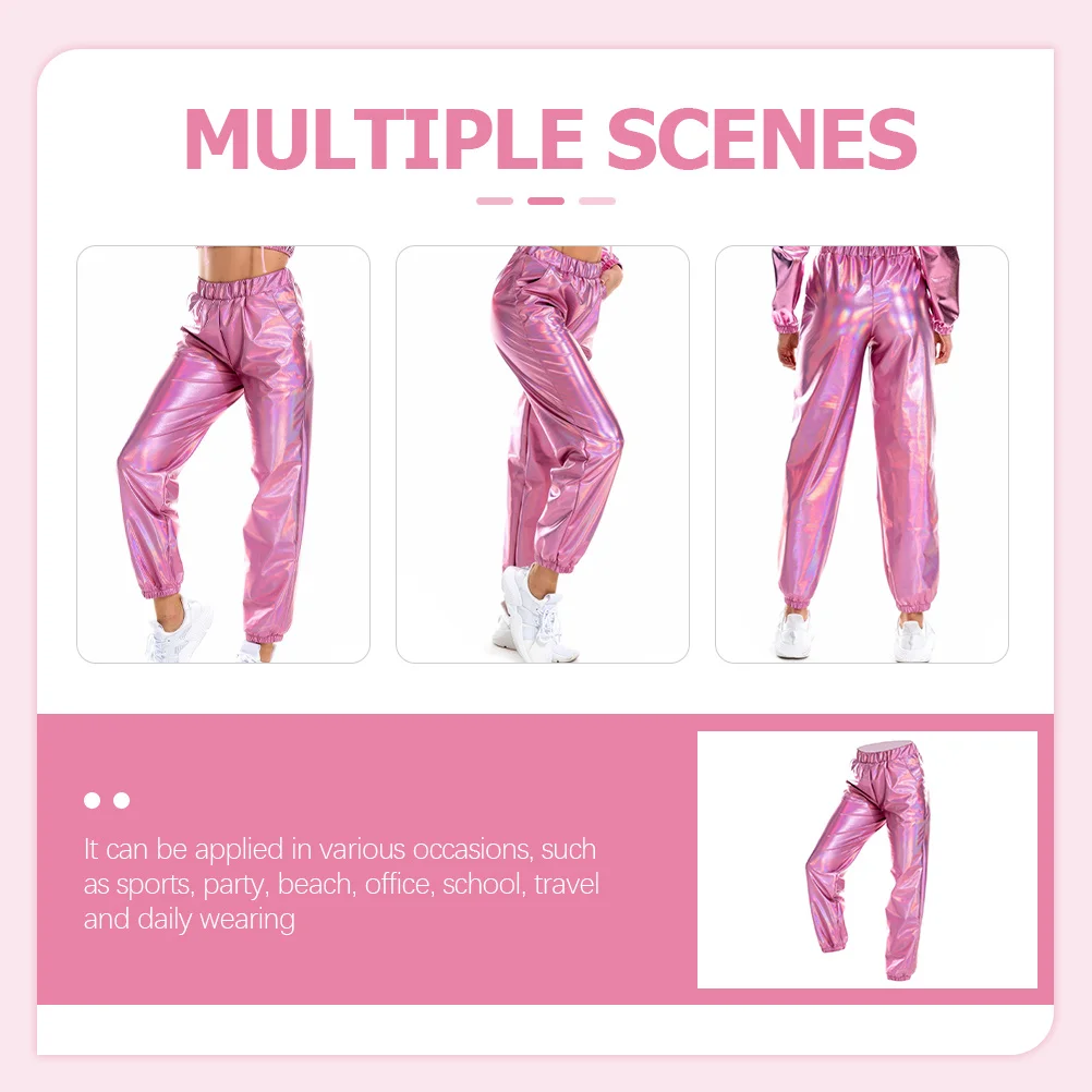 

Metallic Yoga Pants Women High Waist Stretchy Sport Leggings Lightweight Breathable Disco Pants for 80S Themed Outfits