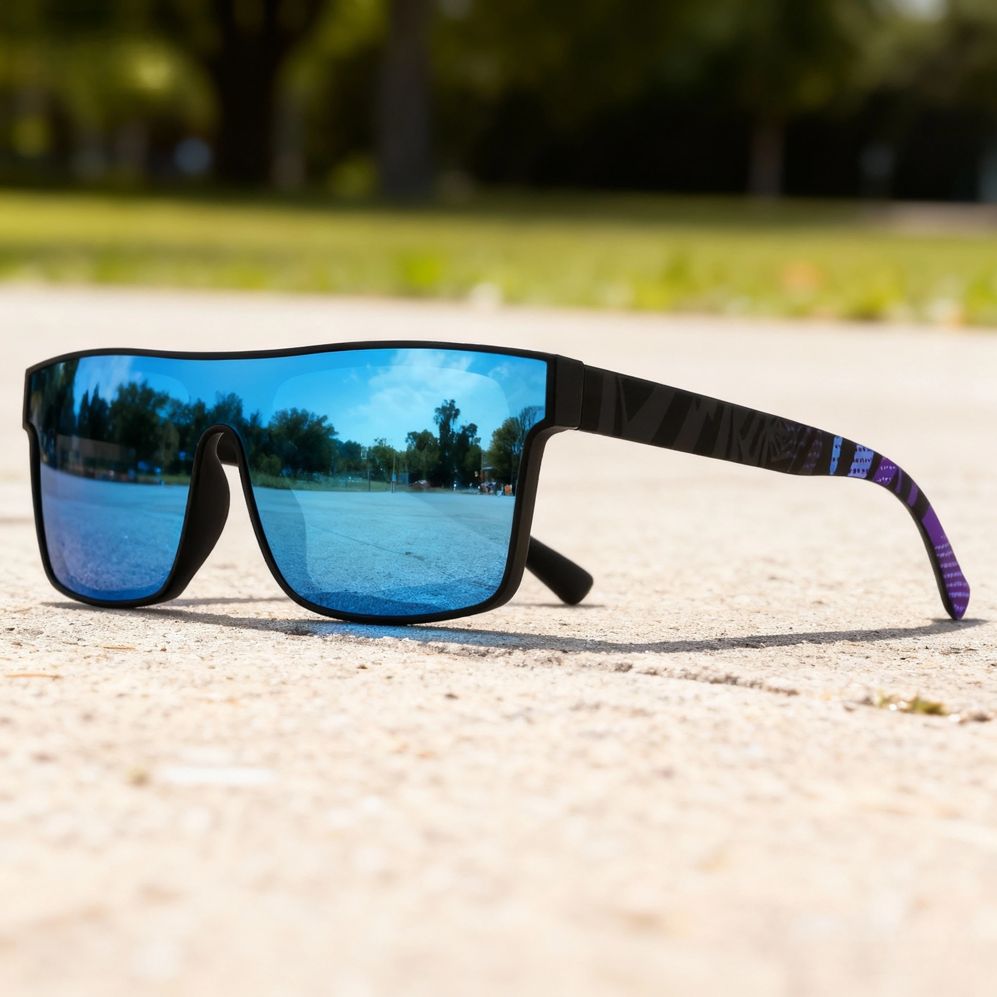 Classic Square Fashion Sports Sunglasses - Patterned Temples, Unisex for Cycling, Hiking, Travel - Perfect Gift image 3