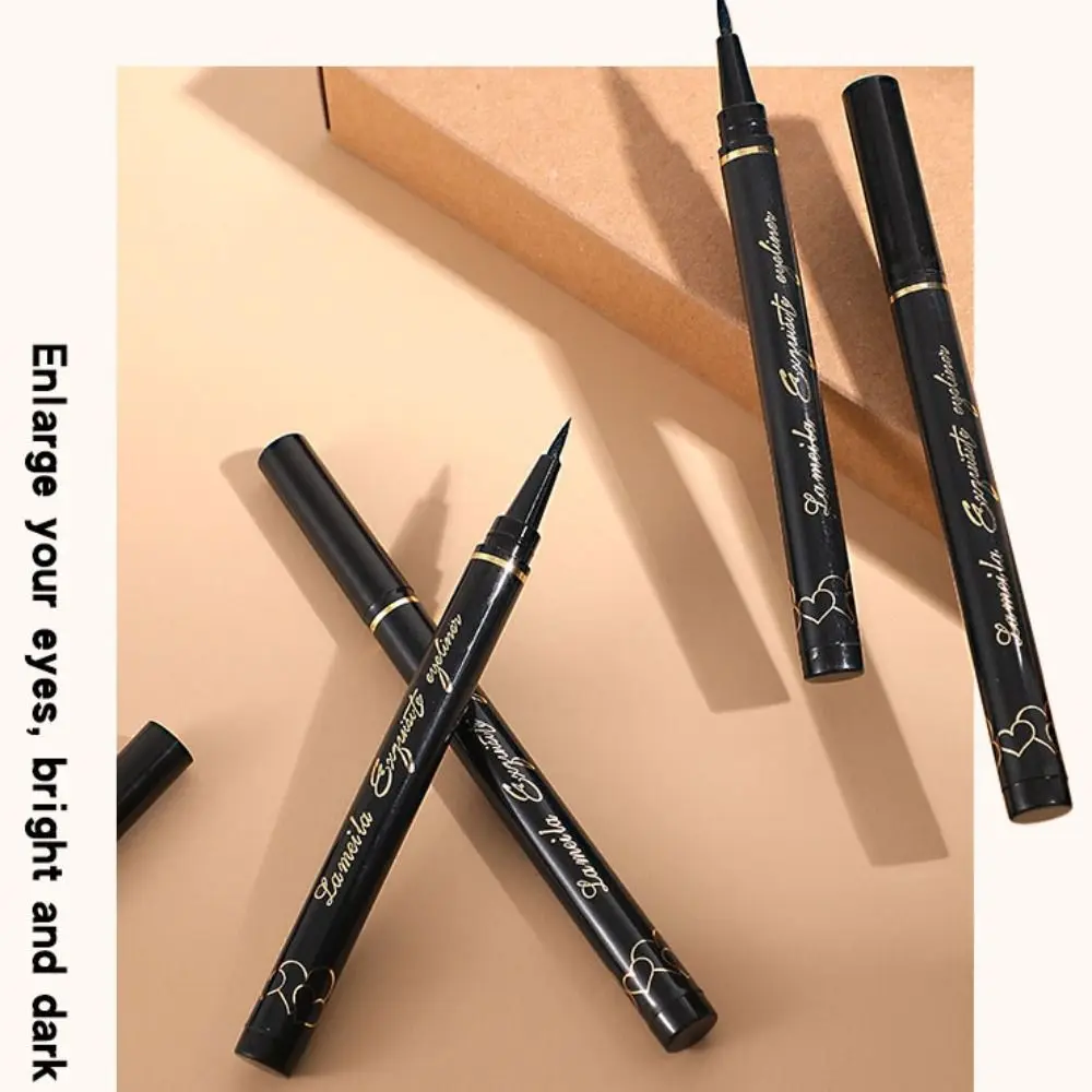 Eyeliner liquido alla moda con testa snella, resistente al sudore, a lunga durata, senza sbavature, penna per trucco nera ad asciugatura rapida