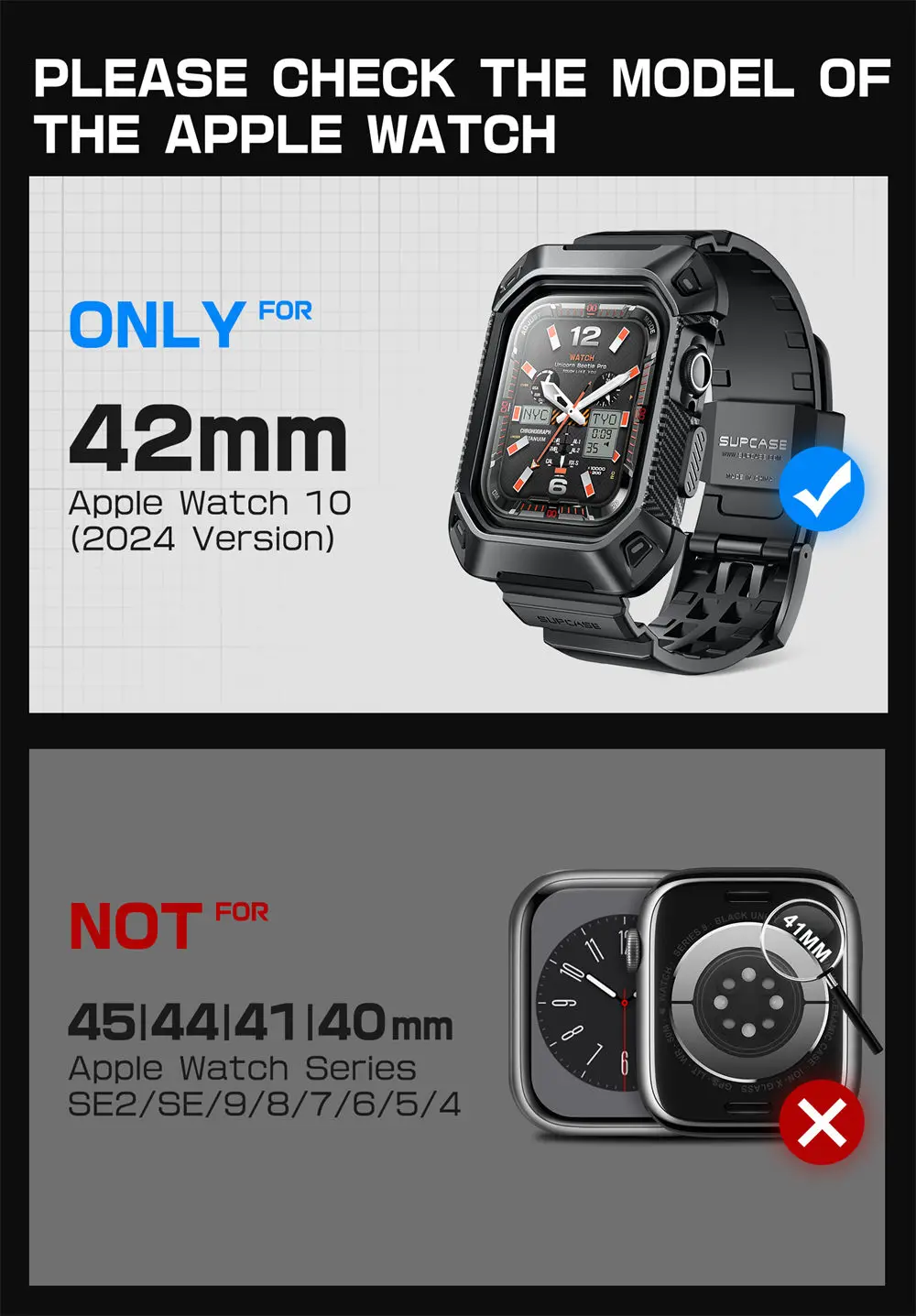 For Apple Watch 11/10 Case 42mm SUPCASE UB Pro Robuste, kratzfeste, robuste Abdeckung mit verstellbarem Armband Uhrenarmband – Detail 9