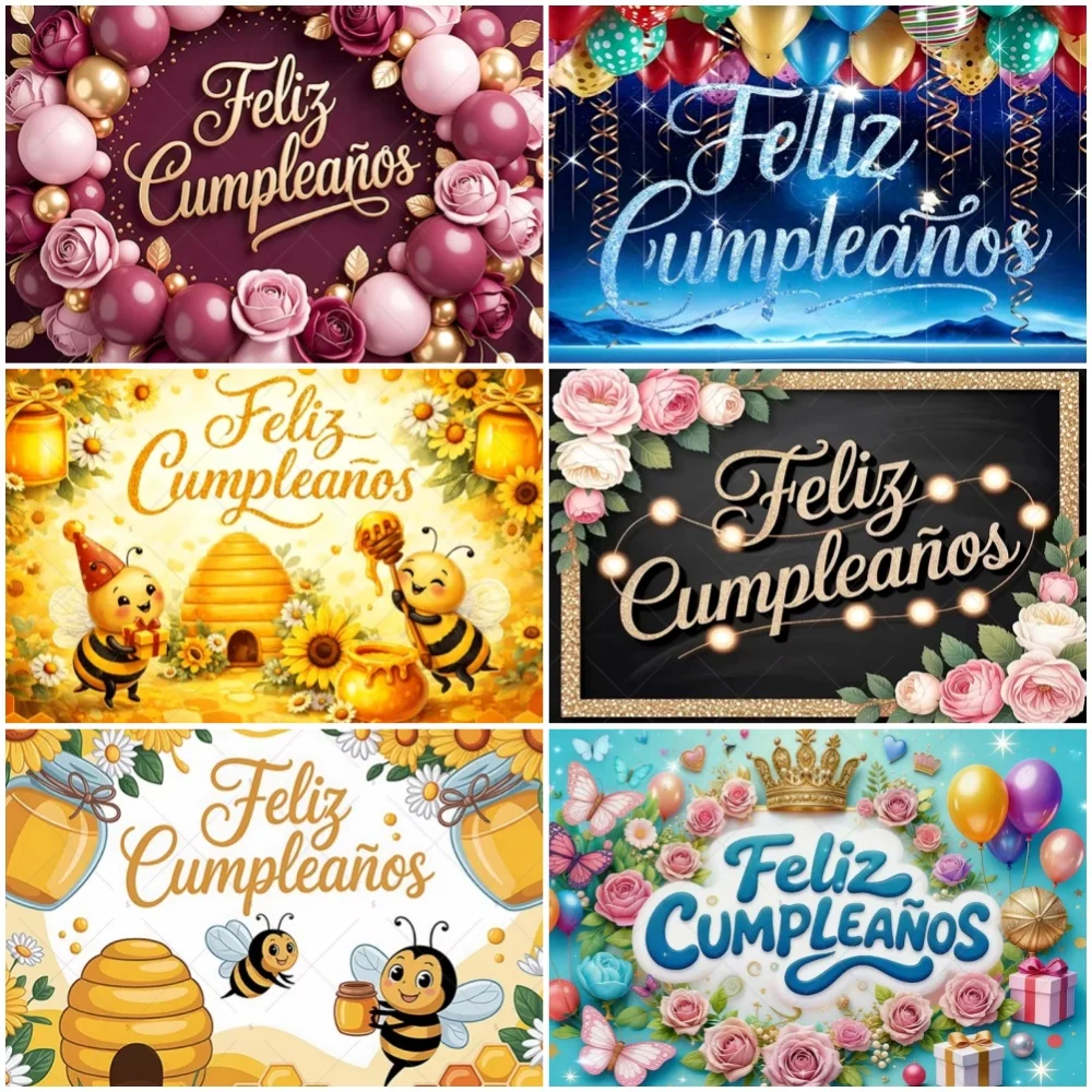 Fondo Temático de España para Cumpleaños, Corona de Flores, Feliz Cumpleaños, Decoración para Fiestas, Fondo para Fotografía, Pancarta, Suministros y Accesorios