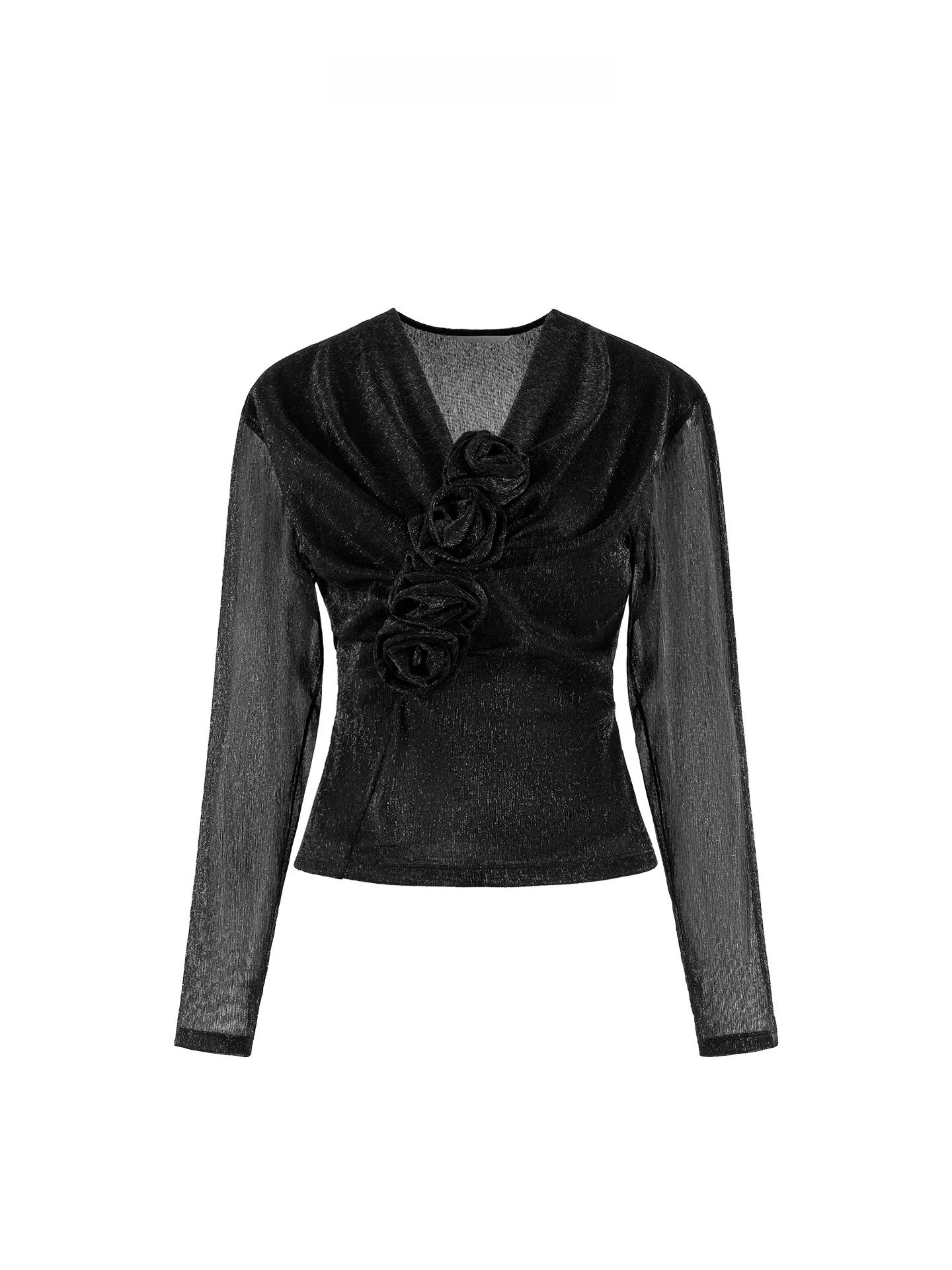 

MAGGIEMA Women's Long Sve V-ne Base irt Inner Wear Floral 3D Print Slim Fit Sexy Sle Polyester Fiber T-irt