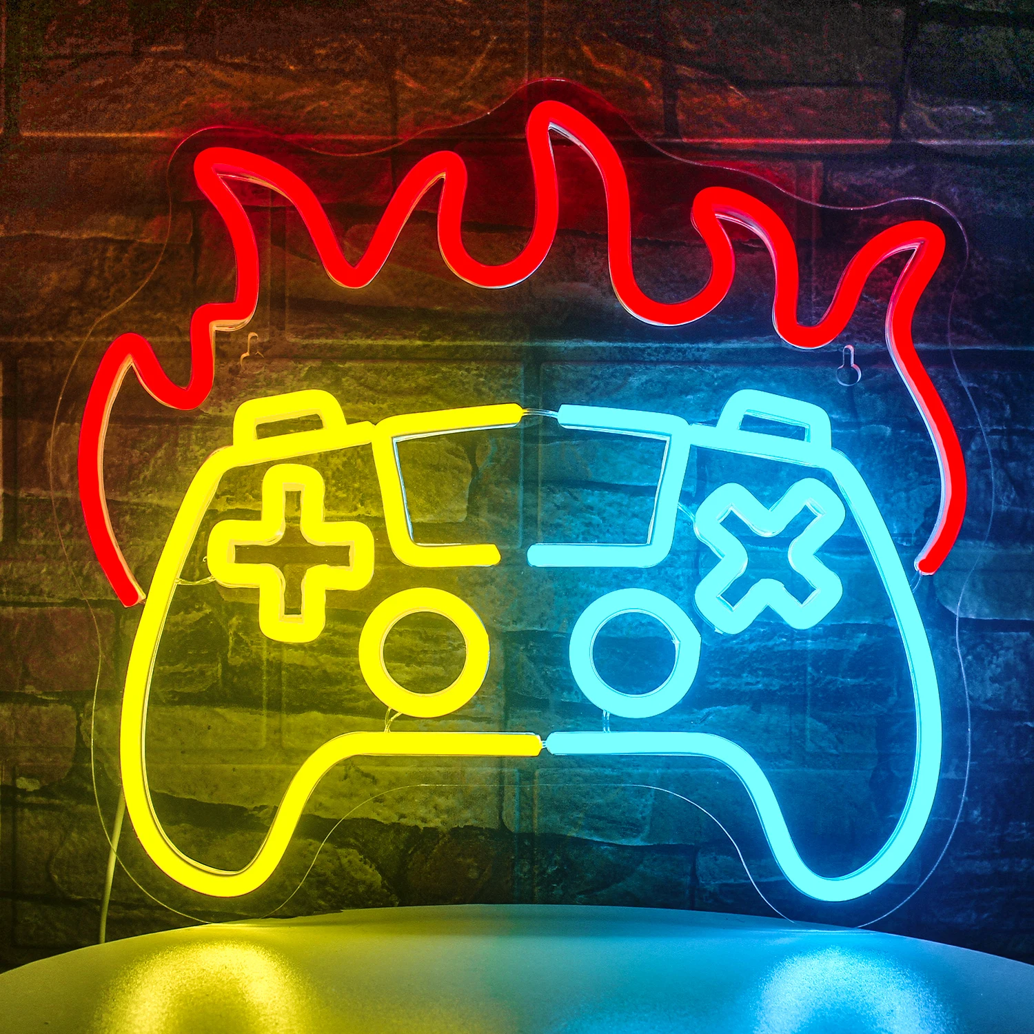 

Fire Gamepad Neon Sign Led Lights Color Mix Logo USB Powered Gamer Room Decoration Neon Wall Lamp For Bedroom Game Lighting Gift