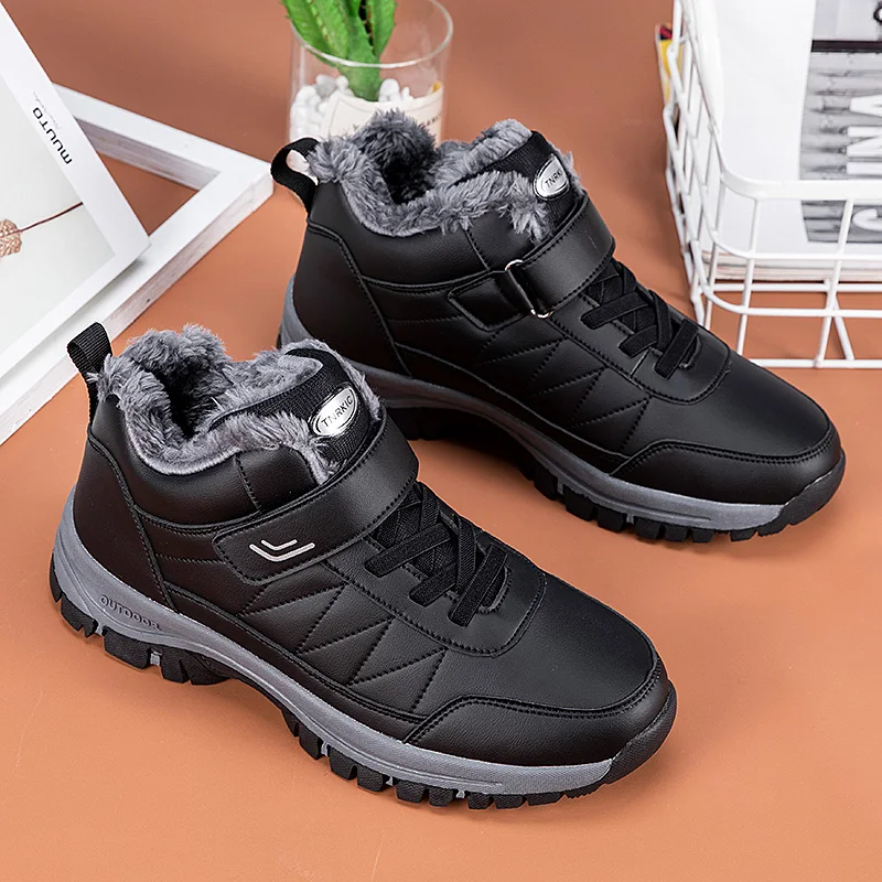 Winterstiefel für Herren aus Mikrofaser-Leder, Schneestiefel, Plüsch-Warm-Freizeitschuhe, wasserdichte Herrenstiefel, männliche Sneakers, Winter-Knöchelstiefel. – Detail 8