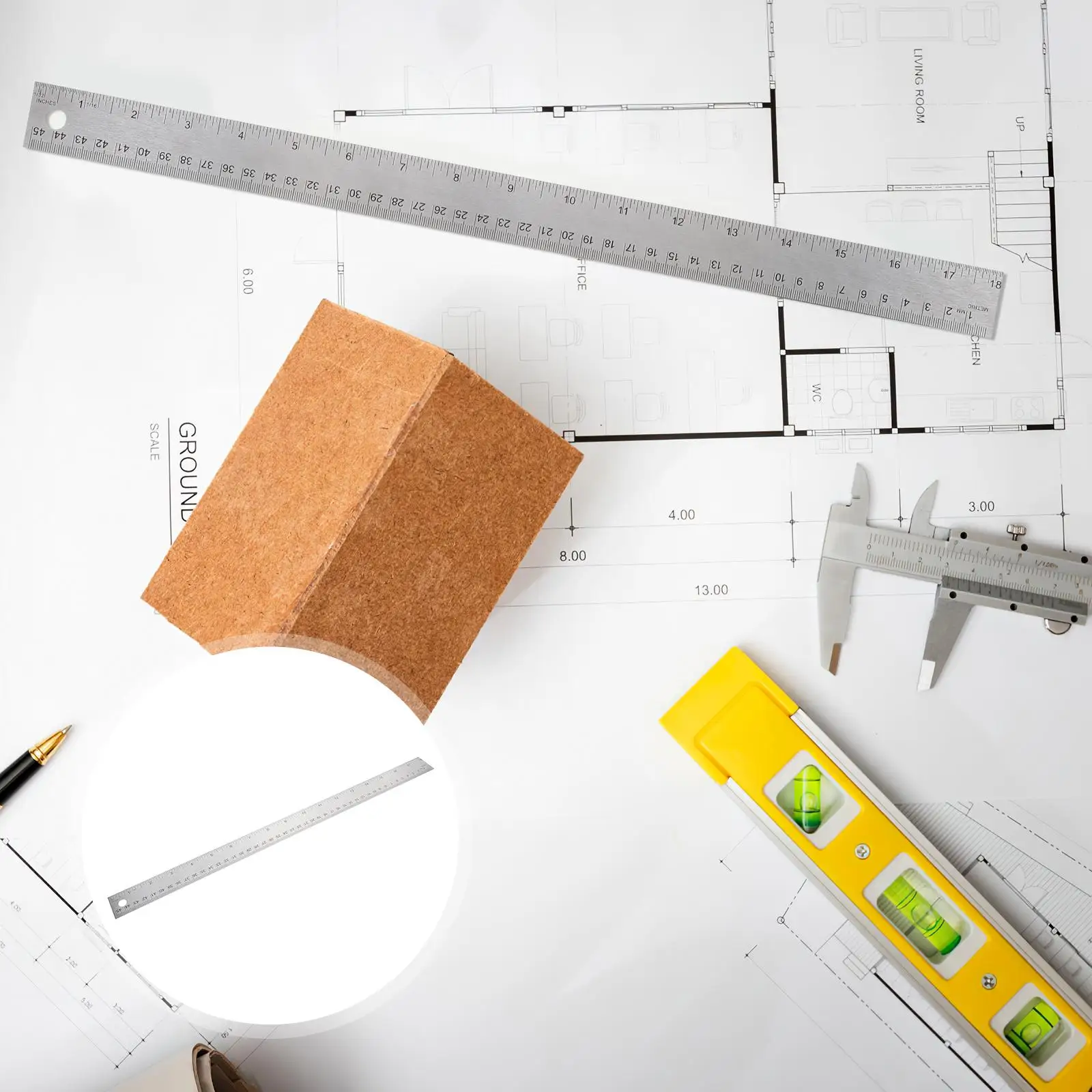 45cm Soft Stainless Steel Metal Ruler Smooth Surface Kids School Office Student Stainless Steel Ruler Woodworking Accessories