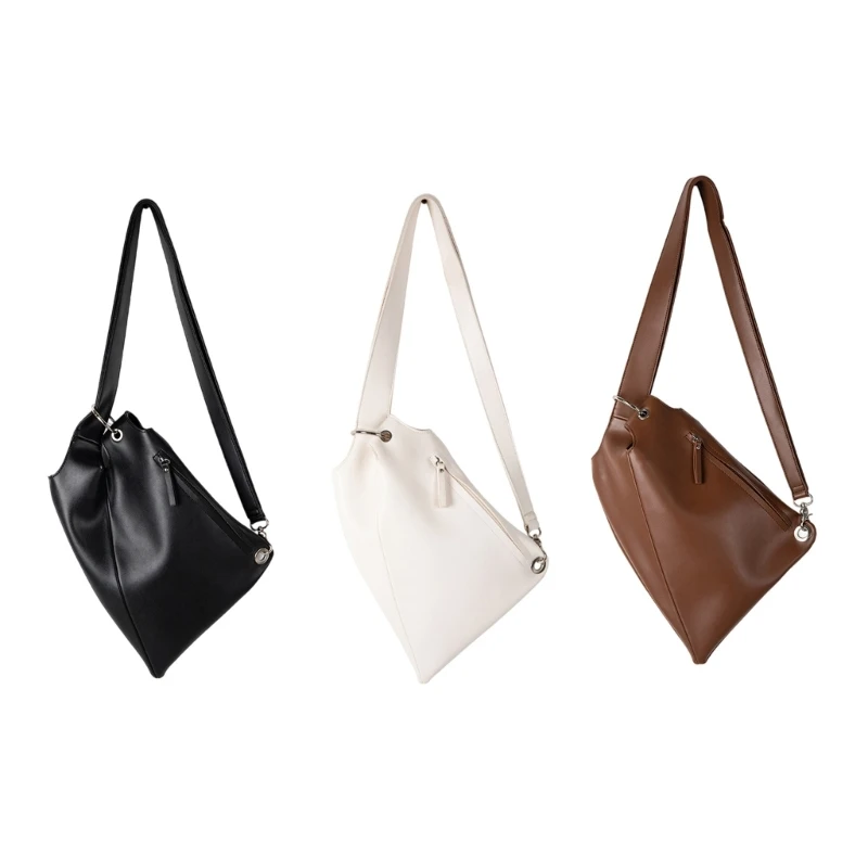 

Korean Asymmetrical Simple Shoulder Bag Fashion PU Leather Crossbody Purse Dropship