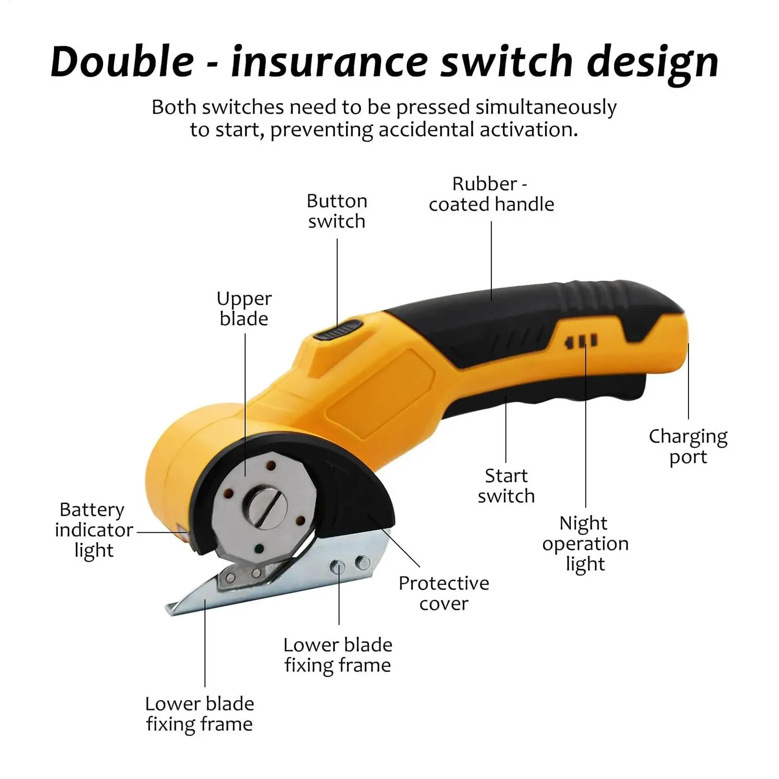 Cortador de papelão elétrico, 320rpm, ergonômico, mini caixa, com trava de segurança e luz led, tesoura elétrica rotativa de precisão para