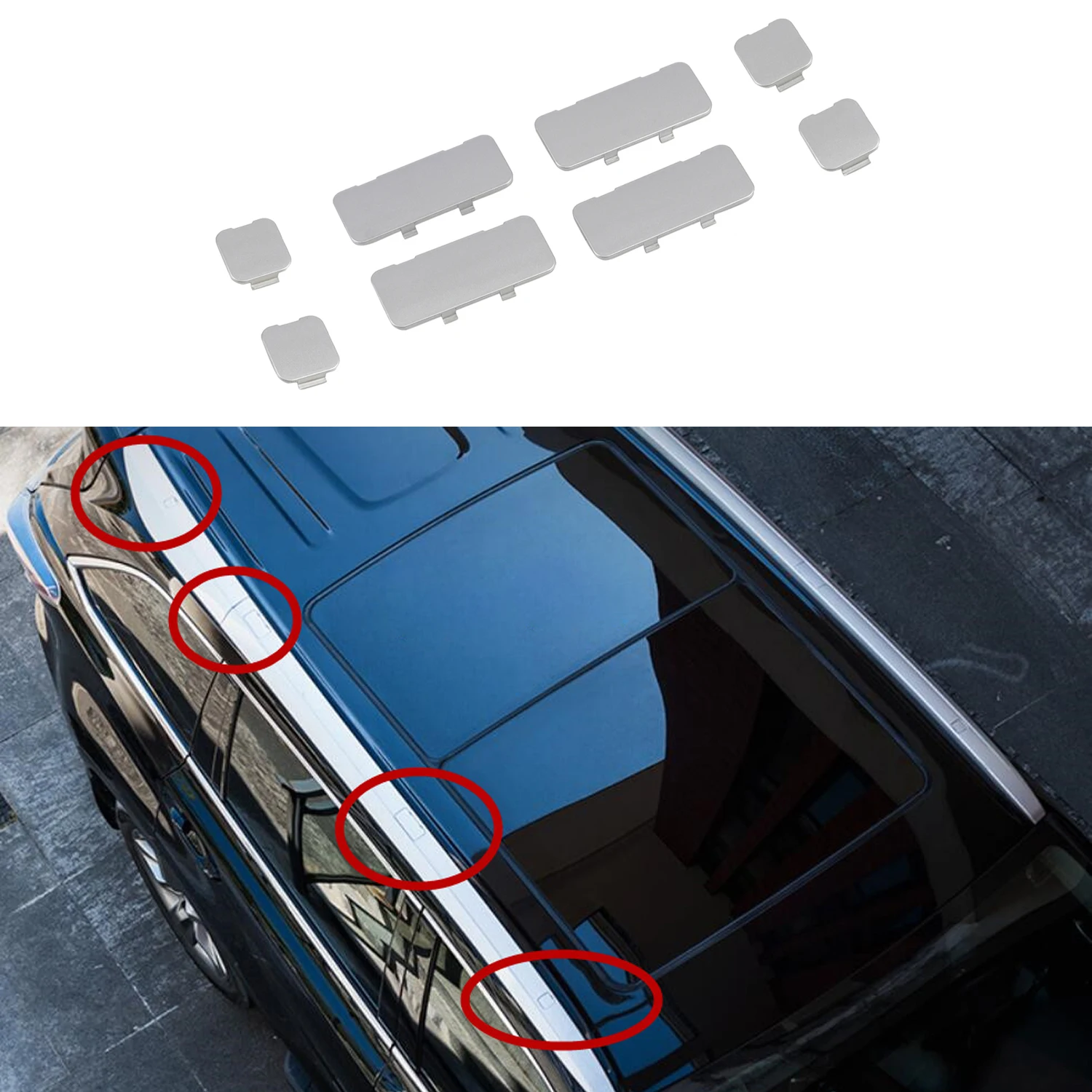 Fit for Toyota Highlander 2015-2019 Car Roof Rails Rack Cover Shell Accessories 8pcs