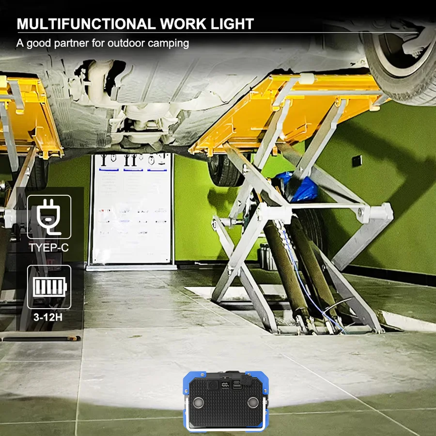 Ultra-bright LED Work Light Rechargeable Lantern Built in 3 18650 Batteries Portable Magnet Flashlight Waterproof for Camping