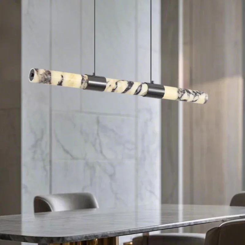 Light Luxury High-end Marble Long LED Pendant Light Minimalist Dining Table Living Room Dining Room Decoration Modern Lighting
